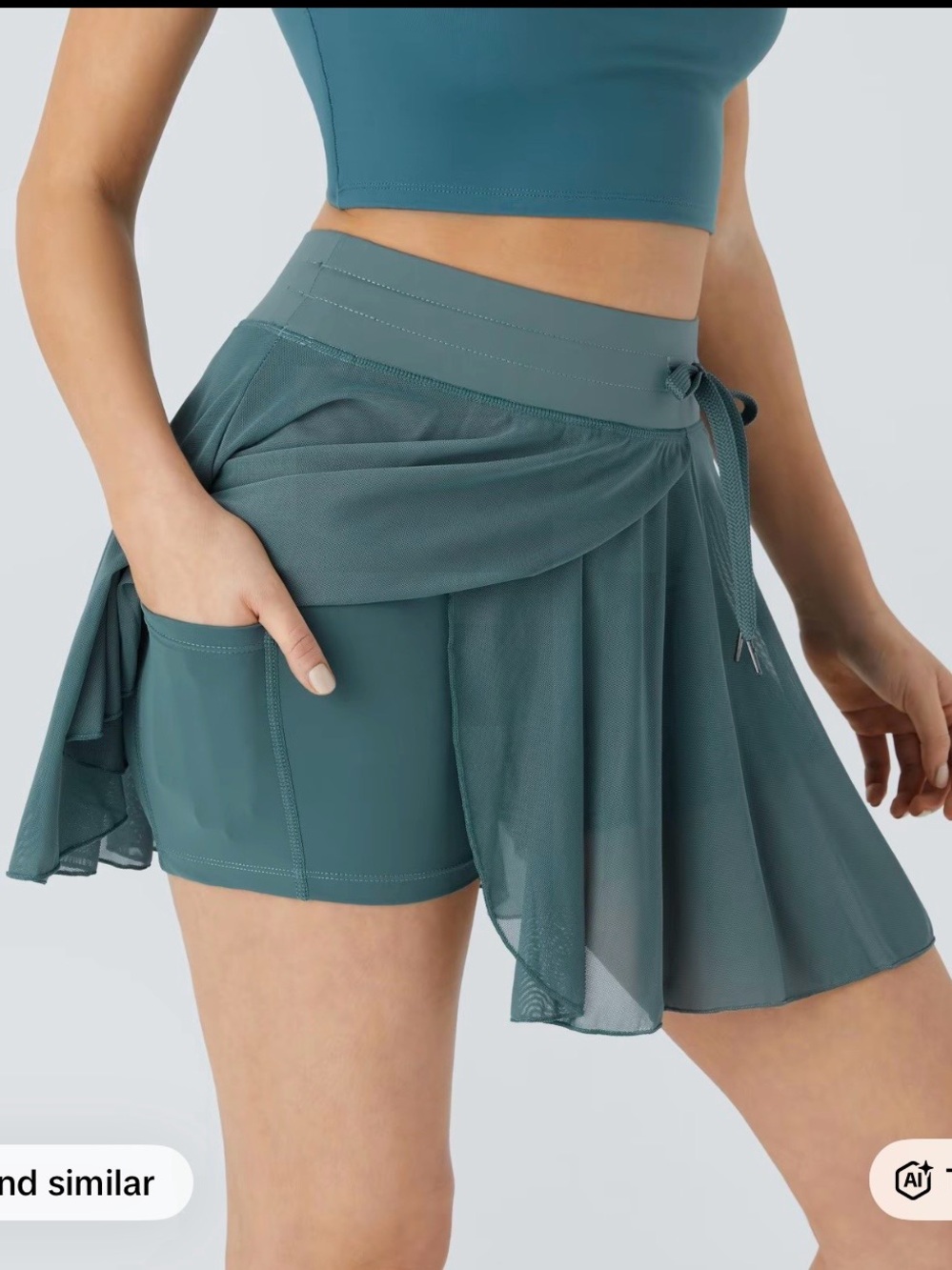 White Mesh Skirt with Drawstring Waist - Women - Picture 2 of 2